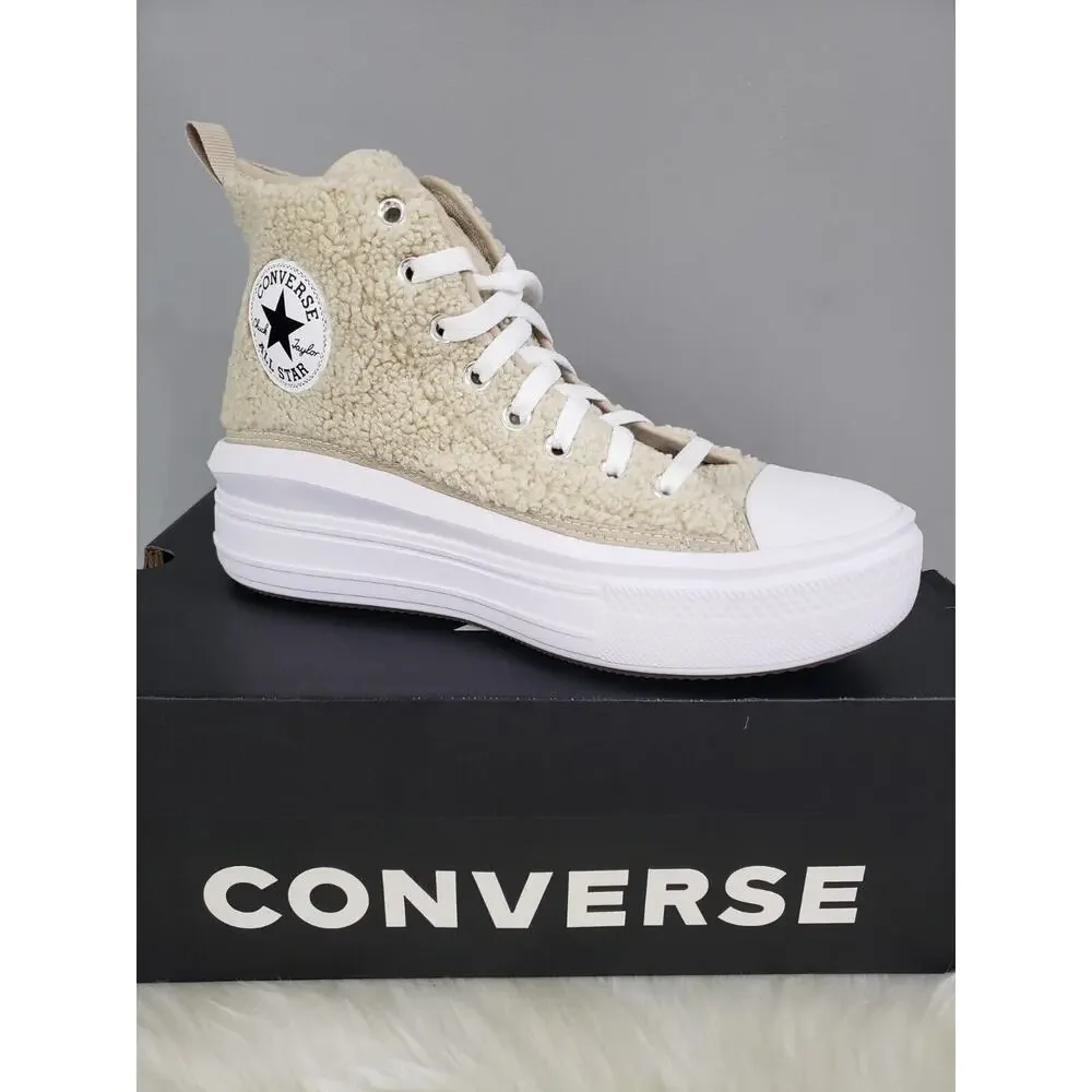 NEW Converse Girl's CTAS Move Platform High‎ Top Sneakers Sz 7 Beach Stone Taupe